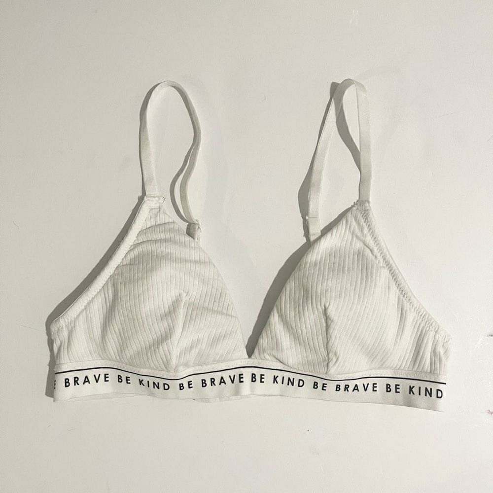 🔥 4/$25 H&M Women’s Cotton Ribbed Padded Underwire Push-Up Bra White Size 30A
